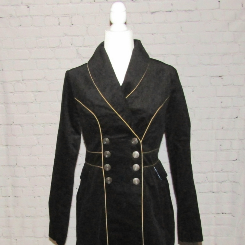 Doctor Who Hot Topic BBC Long Tardis Deep Navy Black Trench Long Coat NWT Medium - Picture 9 of 14